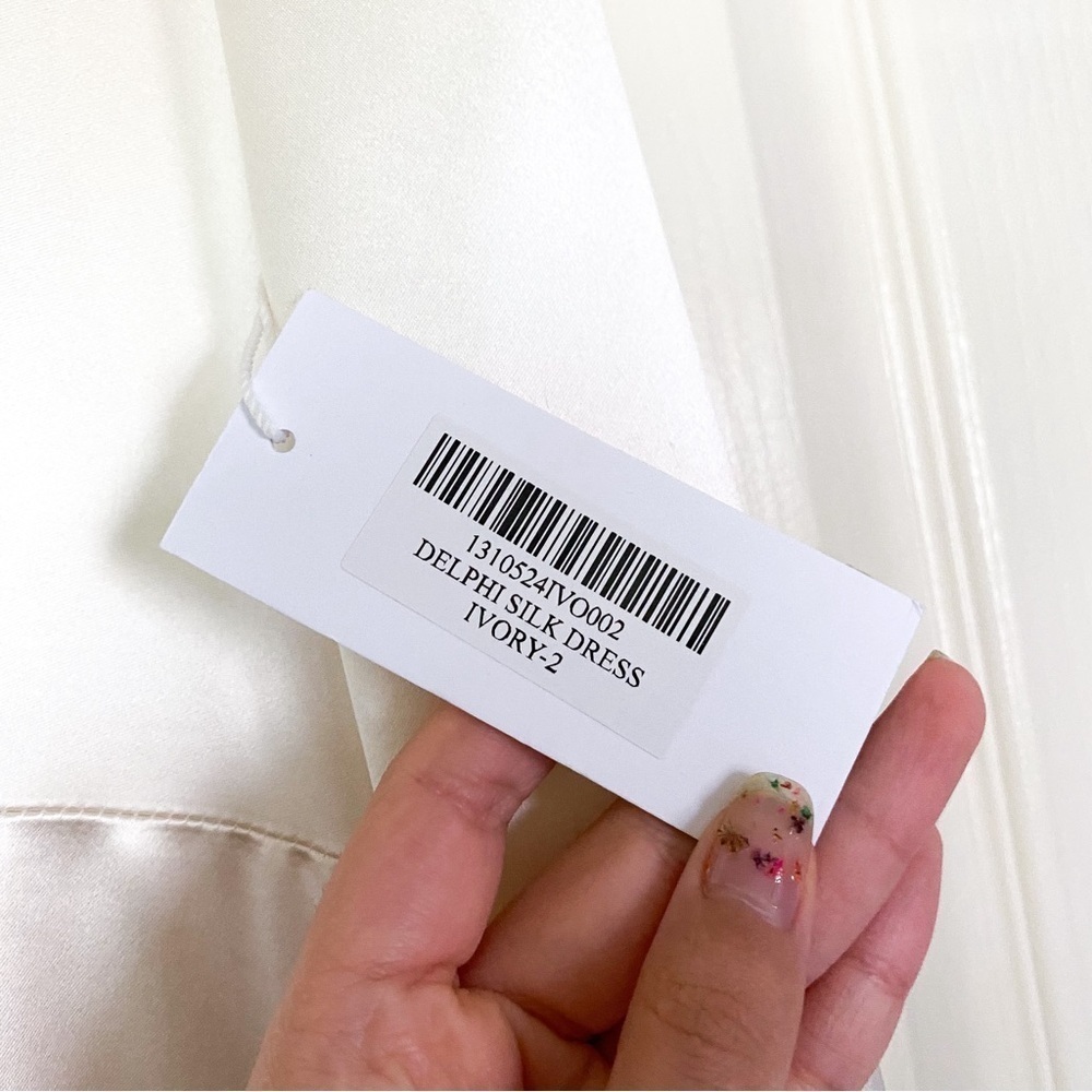 Reformation Dress Delphi Silk Slit Long-Sleeve Wedding‎ Maxi Ivory 2 FLAW - Picture 7 of 14